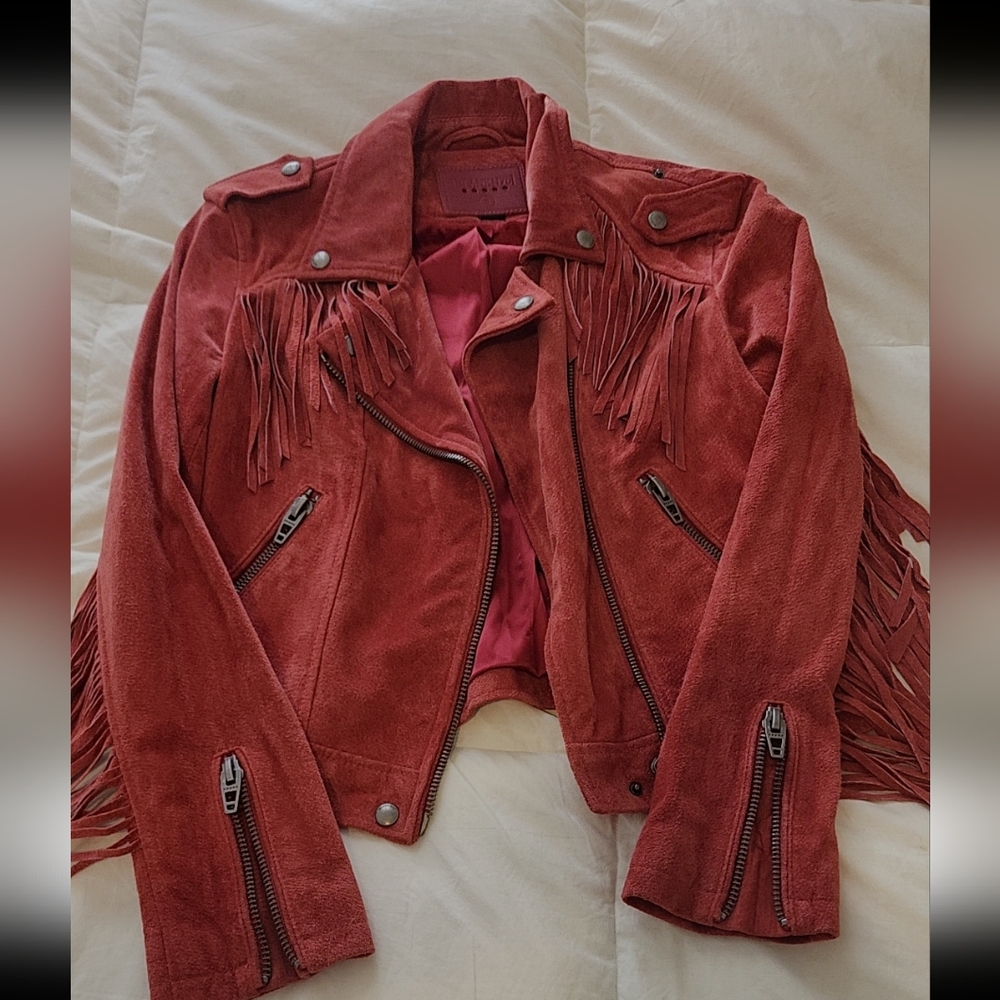 Blank NYC Rust Suede Fringe Jacket